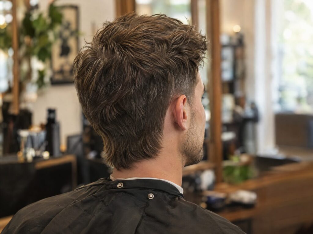 Mullet corto visto desde atrás, con la nuca algo más larga